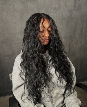 Midnight Depth Waves Bulk Hair Extensions for Boho Knotless Braiding